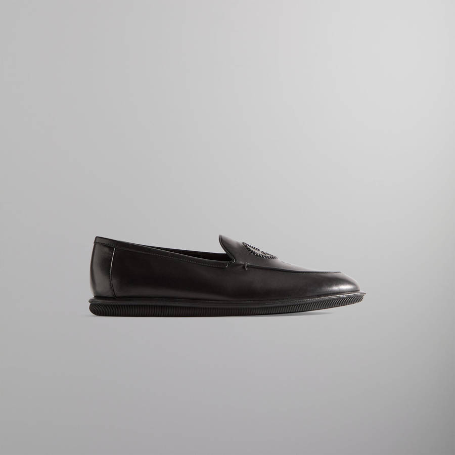 Black Men Kith and Giorgio Armani Logo Loafers | 7260-ULICE
