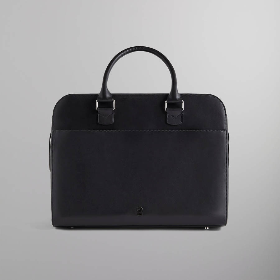 Black Men Kith and Giorgio Armani Monogram Leather Document Bags | 3512-XGTNF
