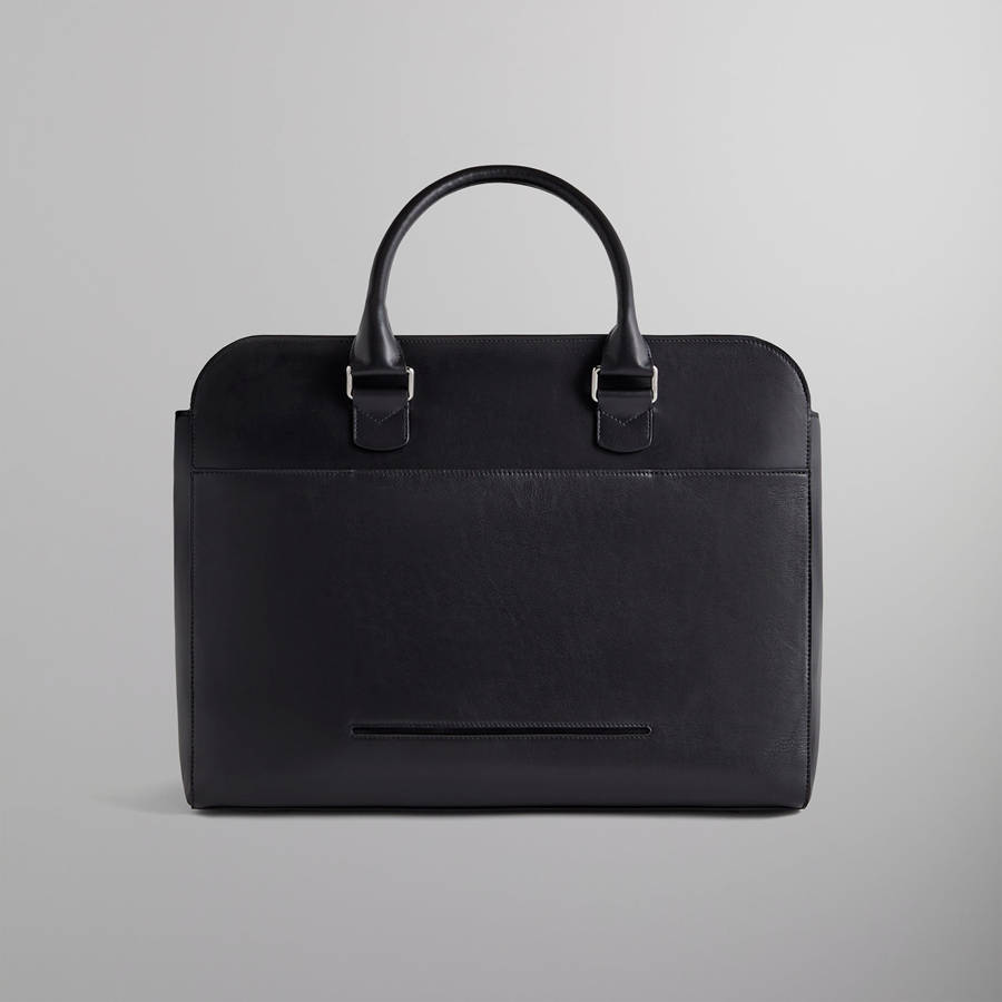 Black Men Kith and Giorgio Armani Monogram Leather Document Bags | 3512-XGTNF