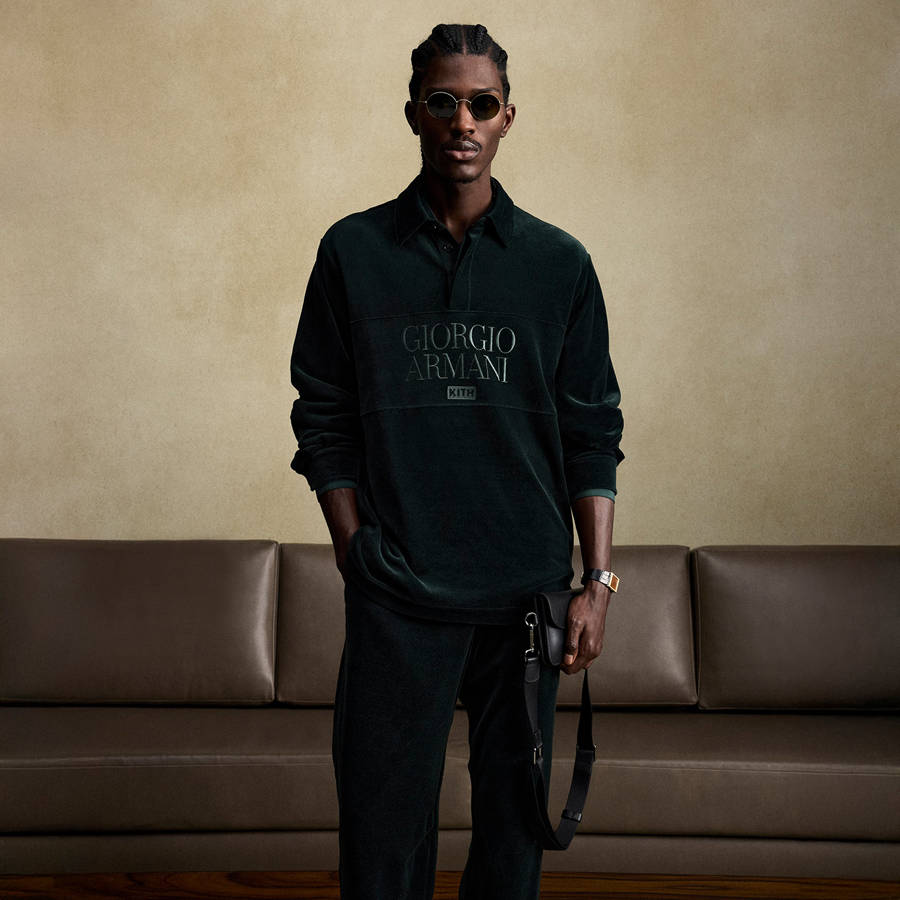 Black Men Kith and Giorgio Armani Rugby Shirts | 2805-KUHZI