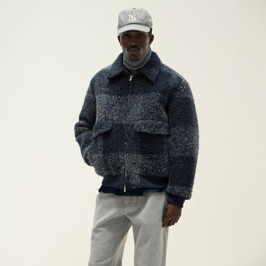Black Men Kith and Kin Boucle Check Hawthorne Flight Jackets | 9253-FNMJQ