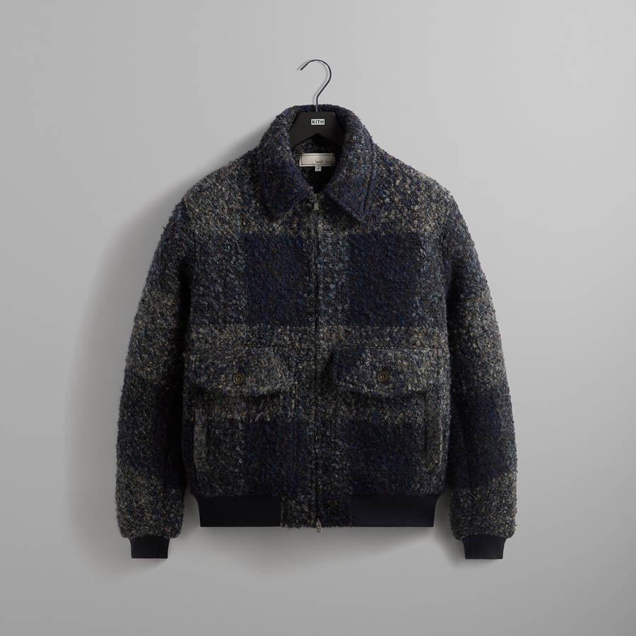 Black Men Kith and Kin Boucle Check Hawthorne Flight Jackets | 9253-FNMJQ