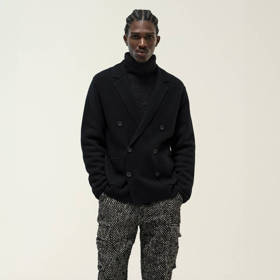 Black Men Kith and Kin Cashmere Raya Double Breasted Blazer Jackets | 2701-DRGCT