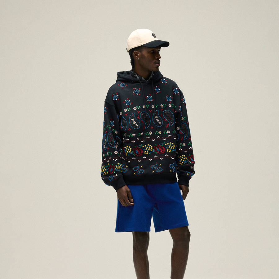 Black Men Kith and Kin Paisley Floral Williams III Hoodie | 6840-VTCBI