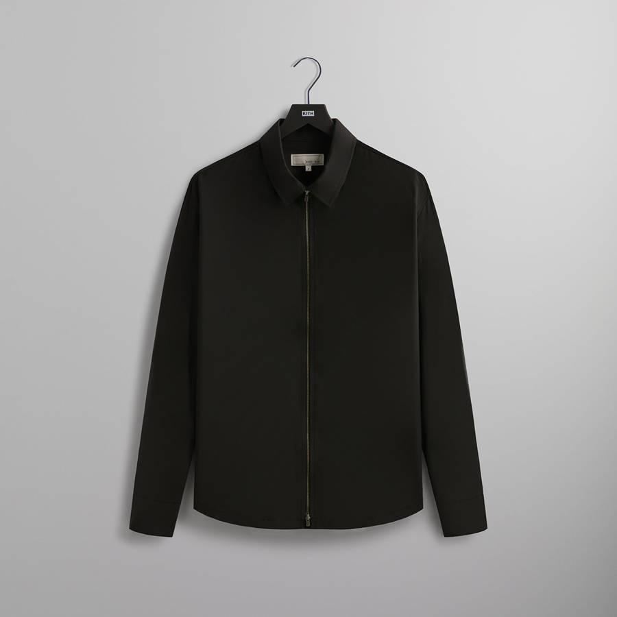 Black Men Kith and Kin Tropical Wool Marquis Zip Up Shirts | 3467-MYSVU