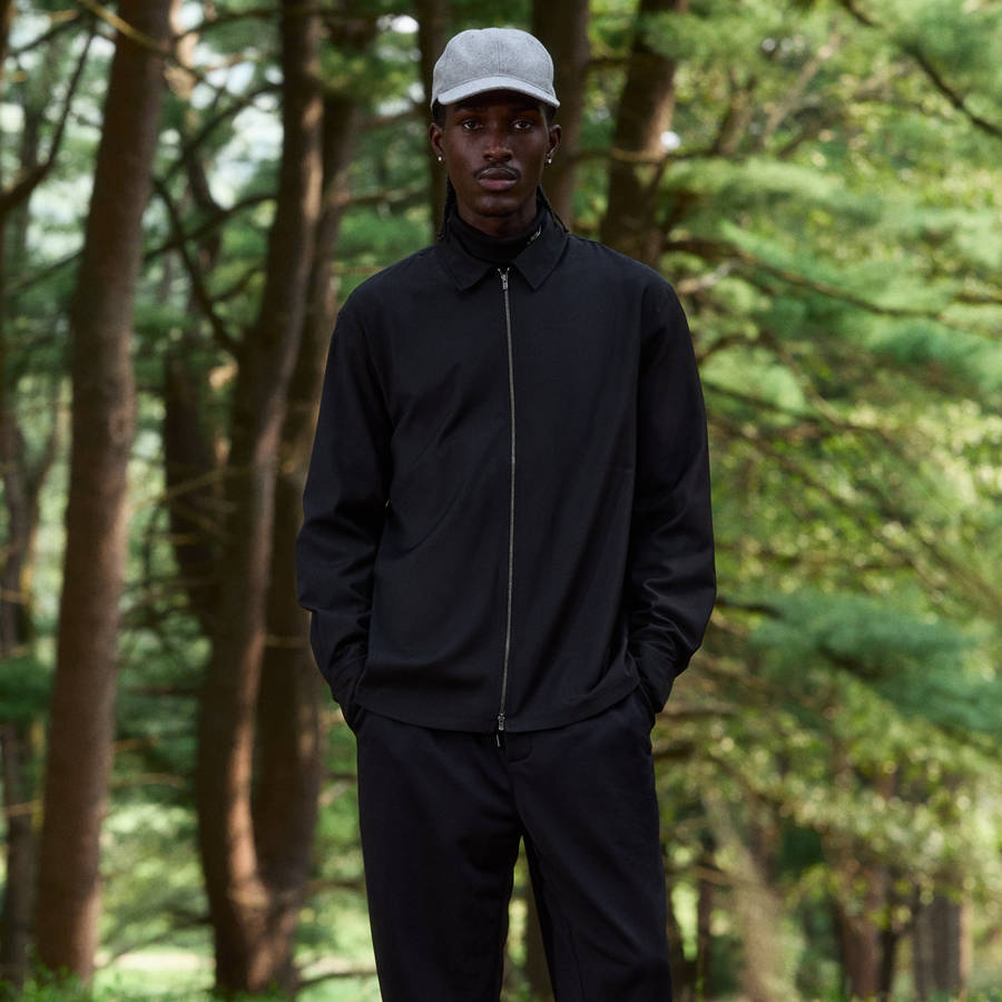 Black Men Kith and Kin Tropical Wool Marquis Zip Up Shirts | 3467-MYSVU
