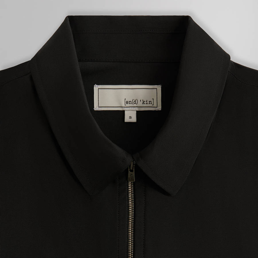 Black Men Kith and Kin Tropical Wool Marquis Zip Up Shirts | 3467-MYSVU