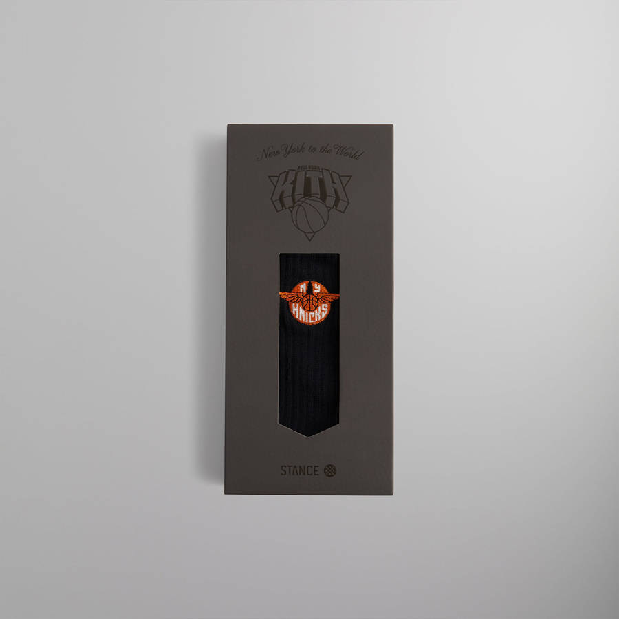 Black Men Kith and Stance for the New York Knicks Wingman Crew Socks | 8275-ESHRF