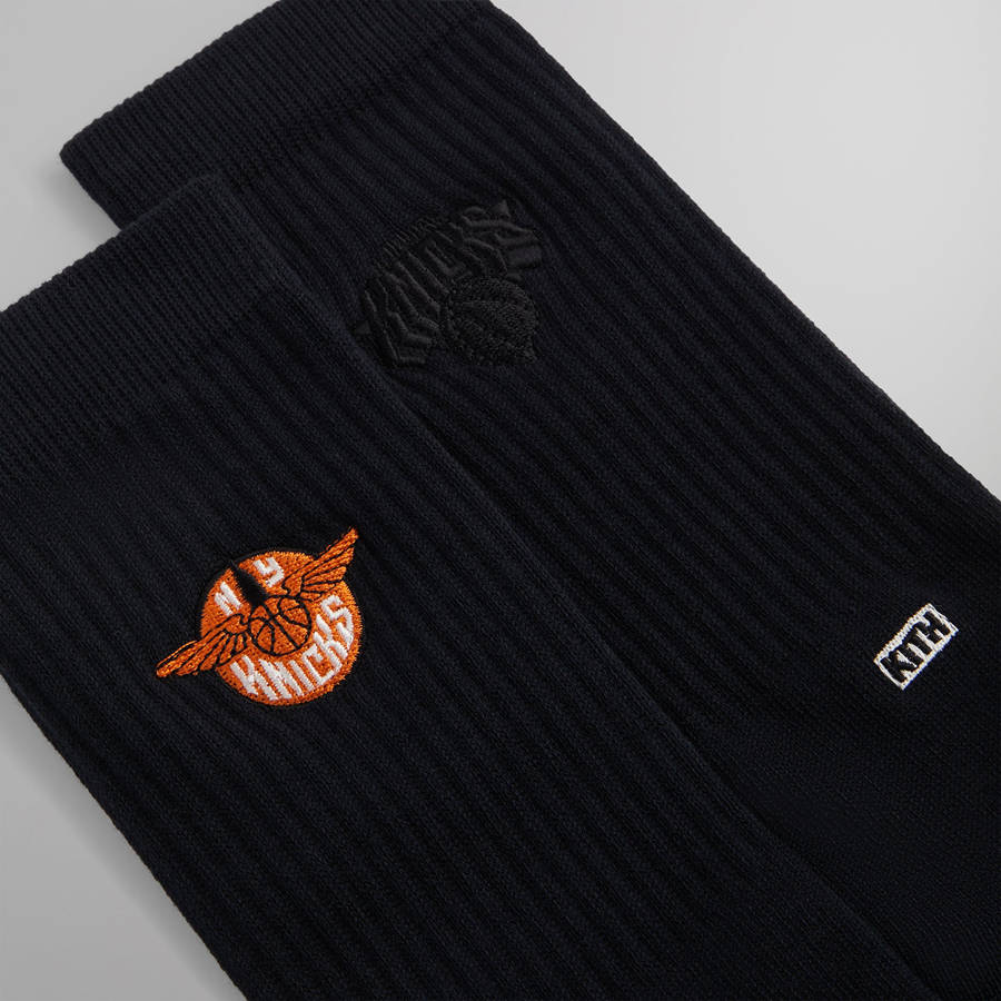 Black Men Kith and Stance for the New York Knicks Wingman Crew Socks | 8275-ESHRF