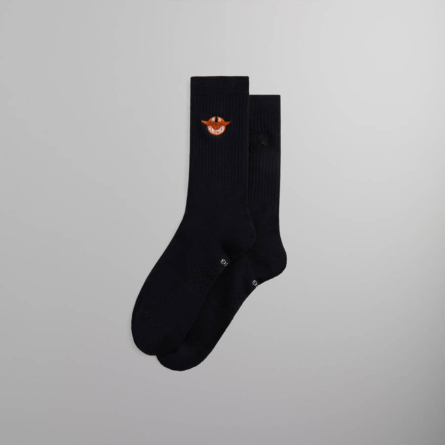 Black Men Kith and Stance for the New York Knicks Wingman Crew Socks | 8275-ESHRF