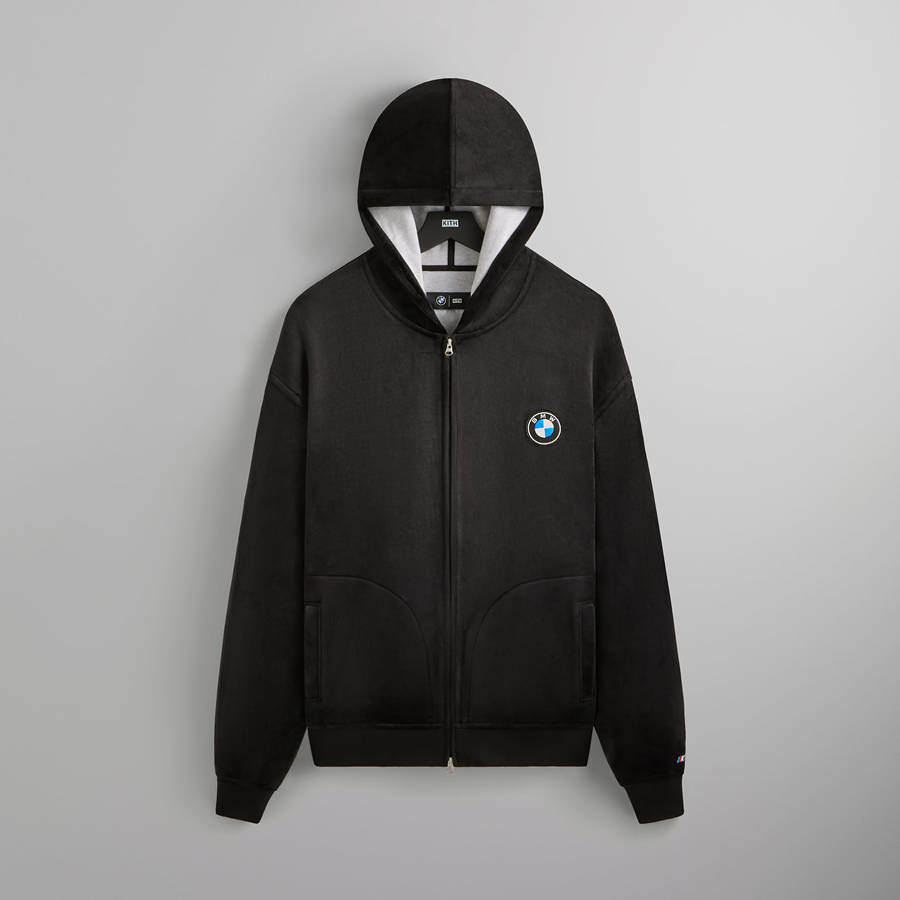 Black Men Kith for BMW Bonded Velour Williams V Full Zip Hoodie Sweatshirts | 9158-DCBWL