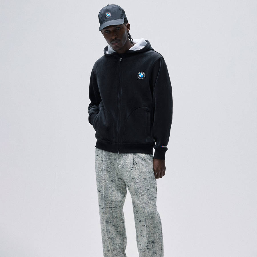 Black Men Kith for BMW Bonded Velour Williams V Full Zip Hoodie | 9642-JGIZW