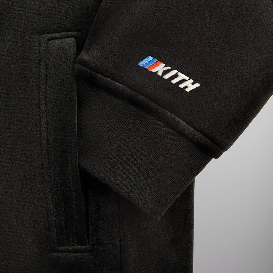 Black Men Kith for BMW Bonded Velour Williams V Full Zip Hoodie | 9642-JGIZW