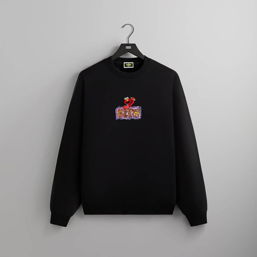 Black Men Kith for Sesame Street Elmo Nelson Crewneck Sweatshirts | 7541-ATRBW