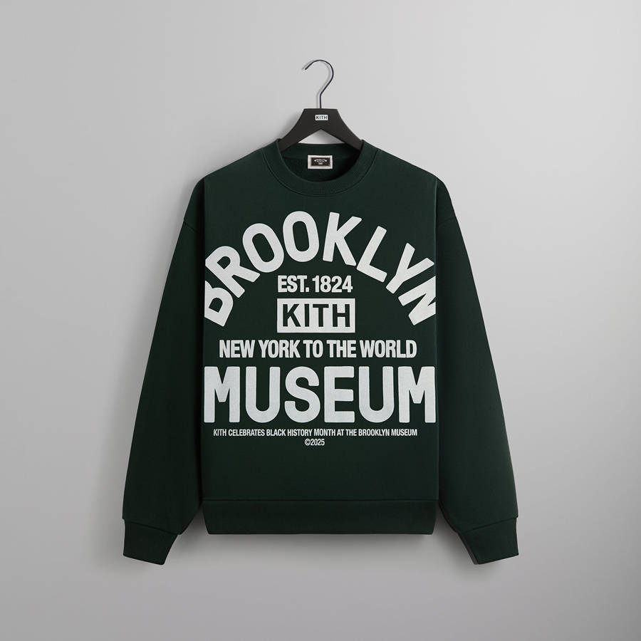 Black Men Kith for the Brooklyn Museum Collegiate Nelson Crewneck Sweatshirts | 2150-TWYNK