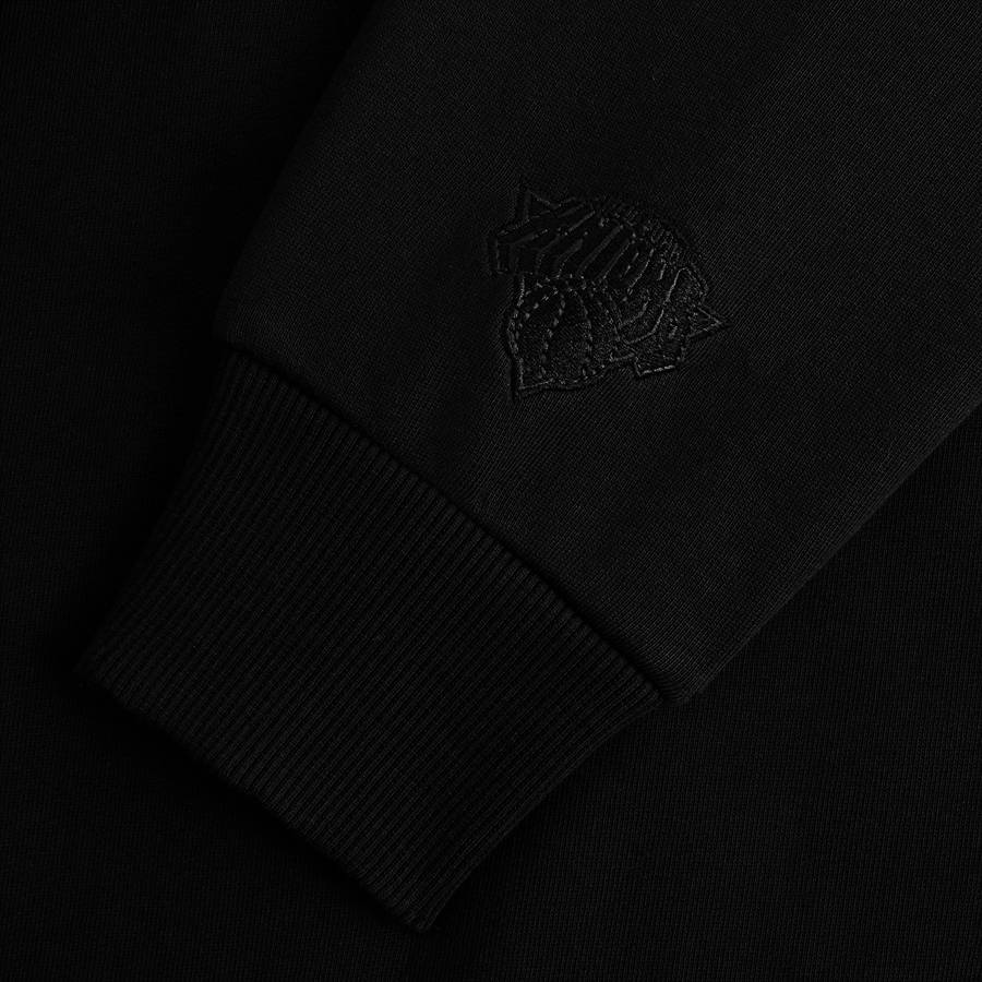 Black Men Kith for the New York Knicks Arched Vintage Nelson Hoodie Sweatshirts | 9637-HTCAF