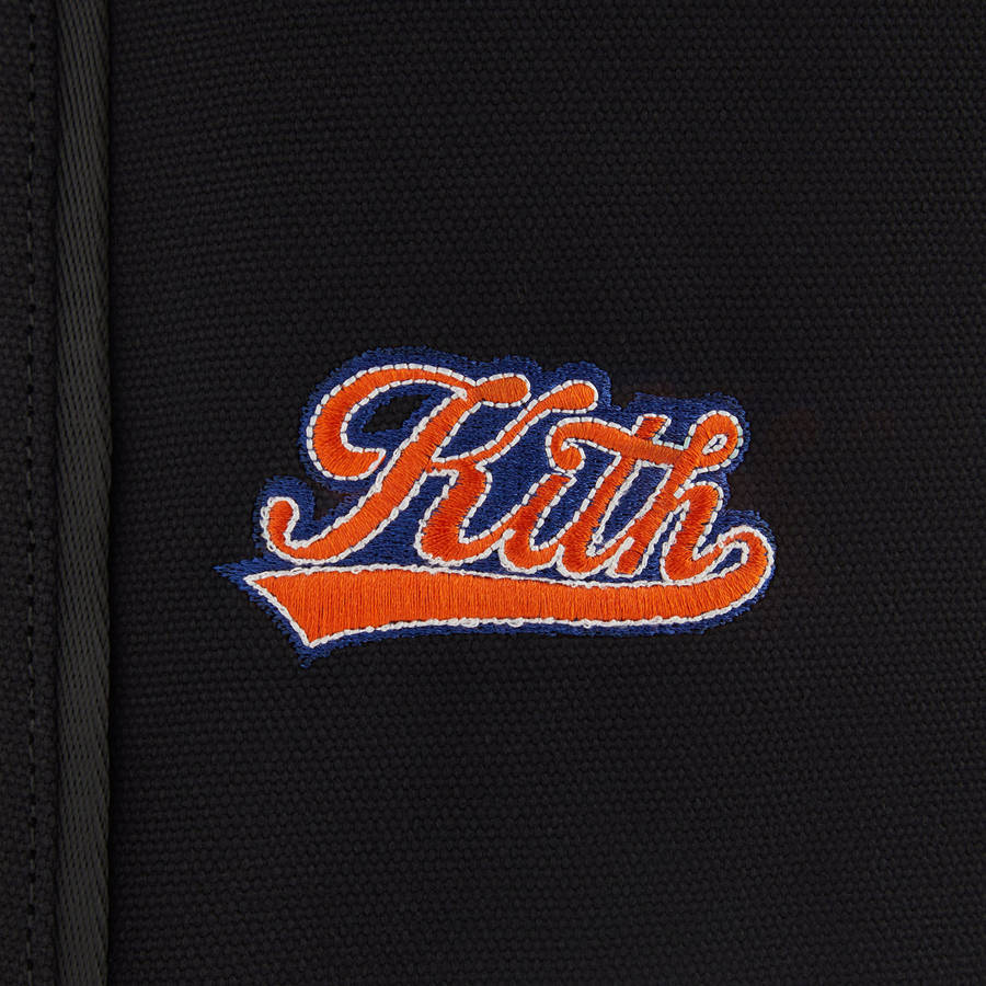 Black Men Kith for the New York Knicks All Over Embroidered Canvas Tote Bags | 5673-JOXLB
