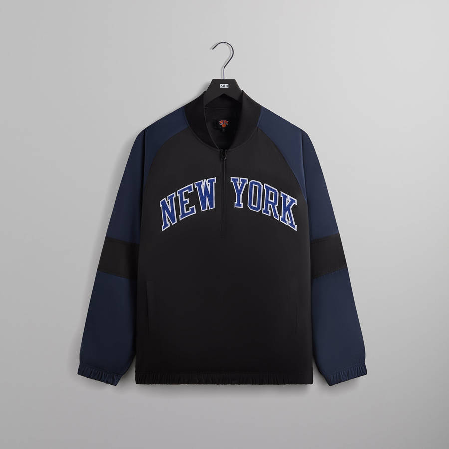Black Men Kith for the New York Knicks Ball Nylon Quarter Zip Sweatshirts | 5768-CTRGY