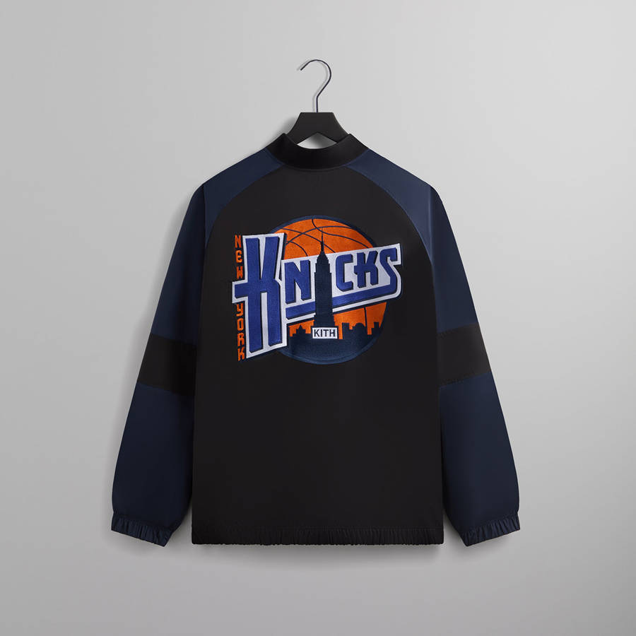 Black Men Kith for the New York Knicks Ball Nylon Quarter Zip Sweatshirts | 5768-CTRGY