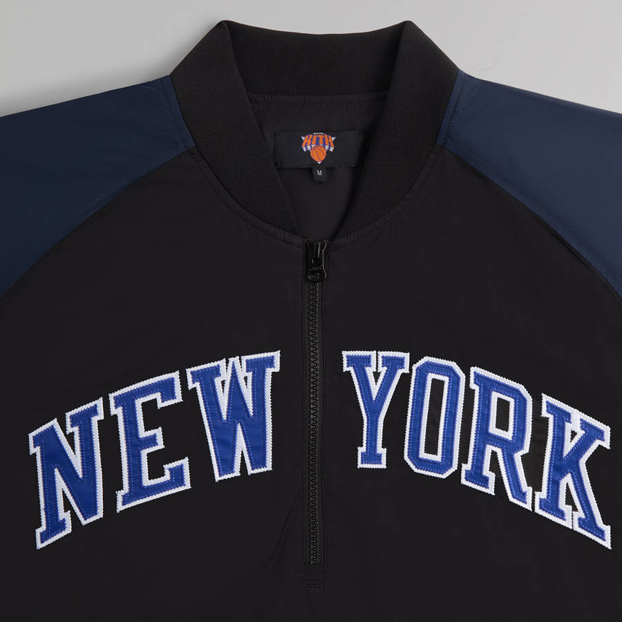 Black Men Kith for the New York Knicks Ball Nylon Quarter Zip Sweatshirts | 5768-CTRGY