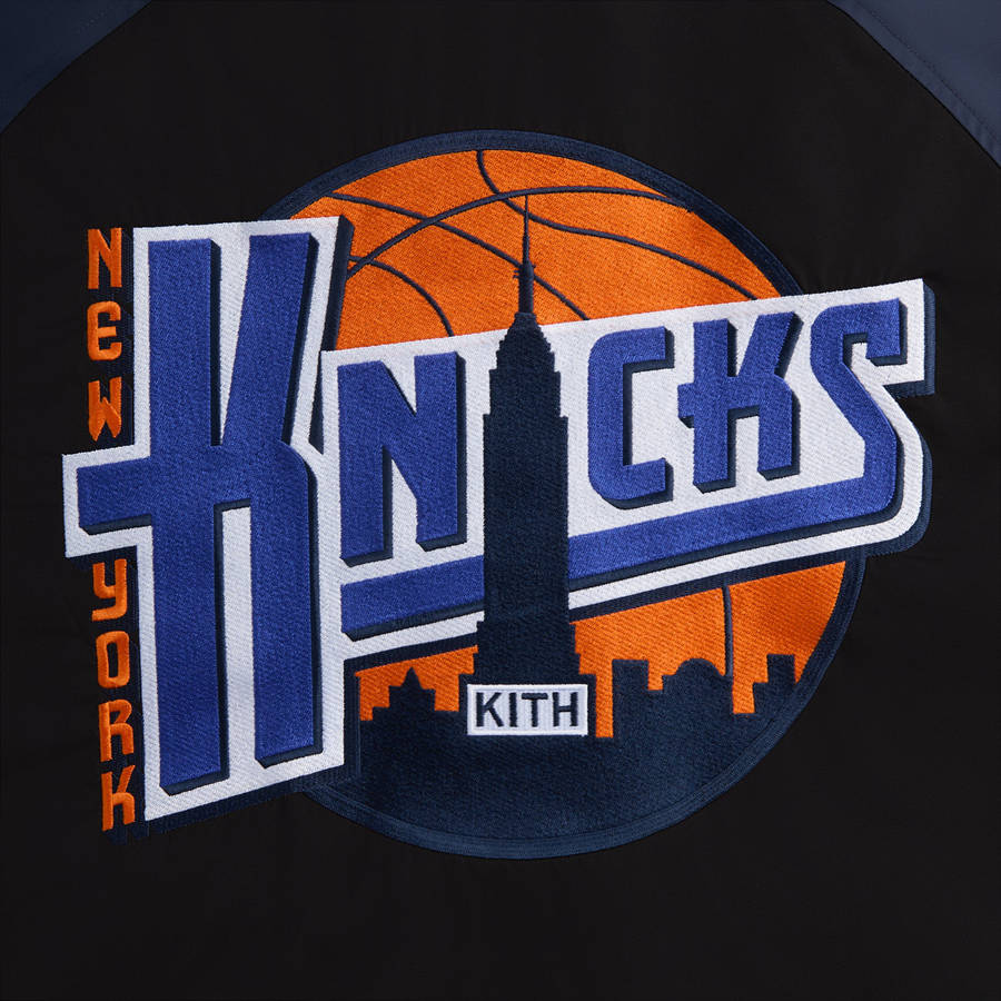 Black Men Kith for the New York Knicks Ball Nylon Quarter Zip Sweatshirts | 5768-CTRGY