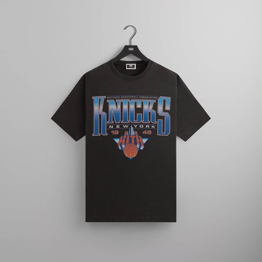 Black Men Kith for the New York Knicks Luster Vintage T-Shirt | 1875-NGQLH