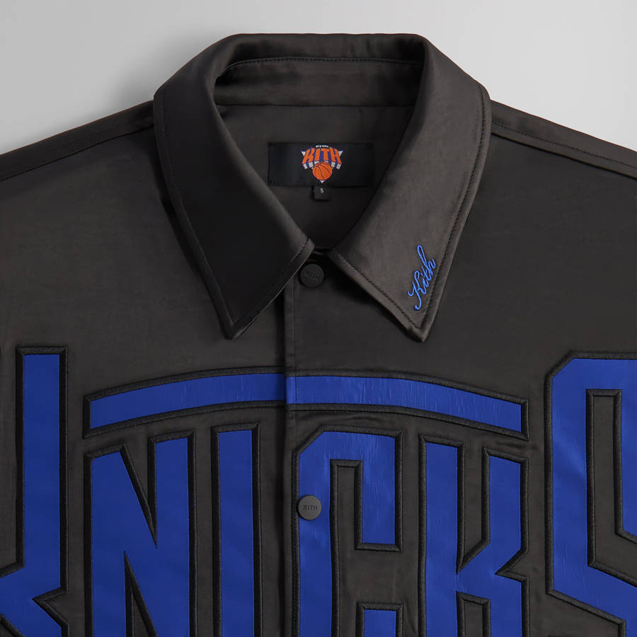 Black Men Kith for the New York Knicks Snap Front Coaches Jackets | 9650-TRJVN
