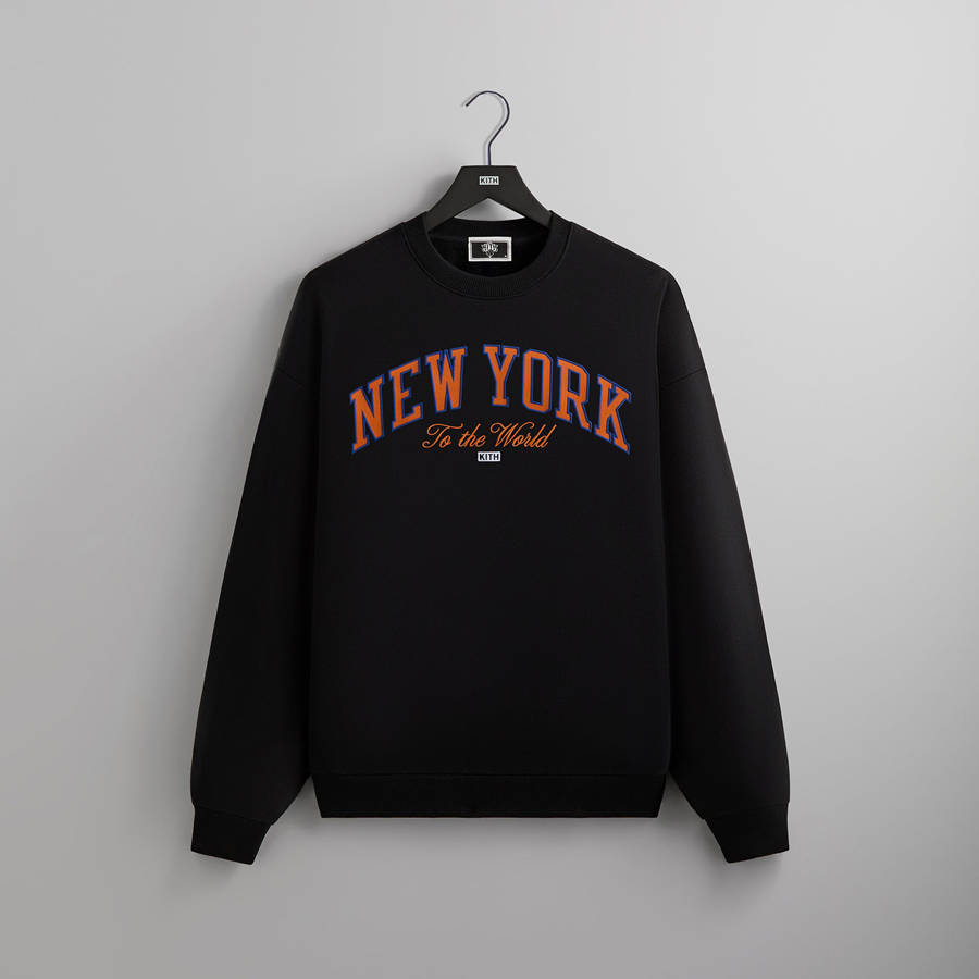 Black Men Kith for the New York Knicks Vintage Nelson Crewneck Sweatshirts | 3849-AJPRO
