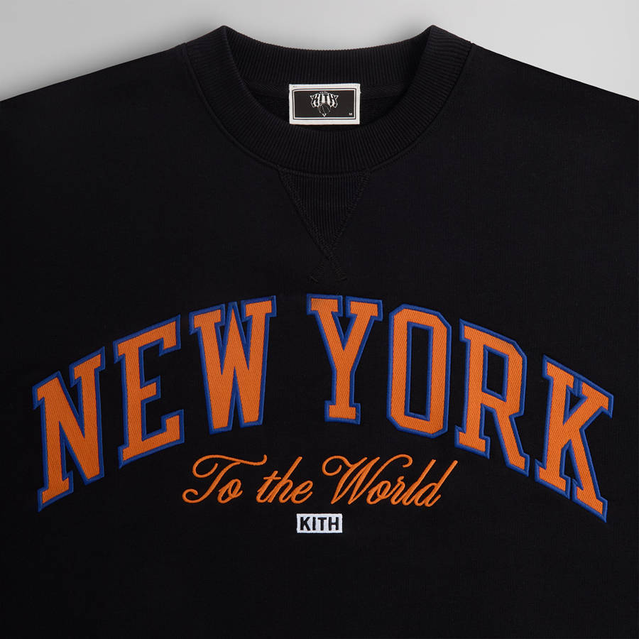 Black Men Kith for the New York Knicks Vintage Nelson Crewneck Sweatshirts | 3849-AJPRO