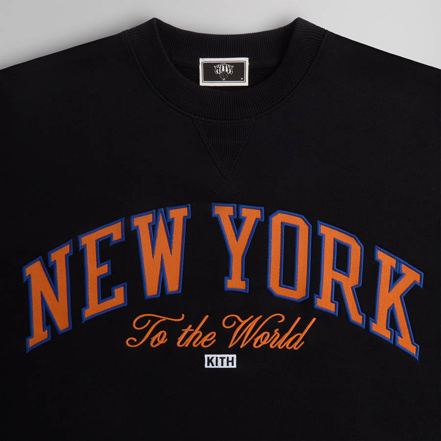 Black Men Kith for the New York Knicks Vintage Nelson Crewneck Sweatshirts | 3849-AJPRO