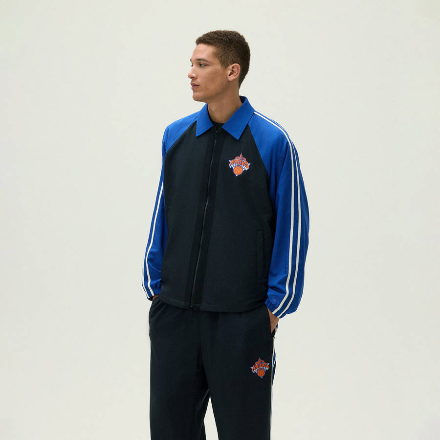 Black Men Kith for the New York Knicks Vintage Nylon Jackets | 6520-FBVTD