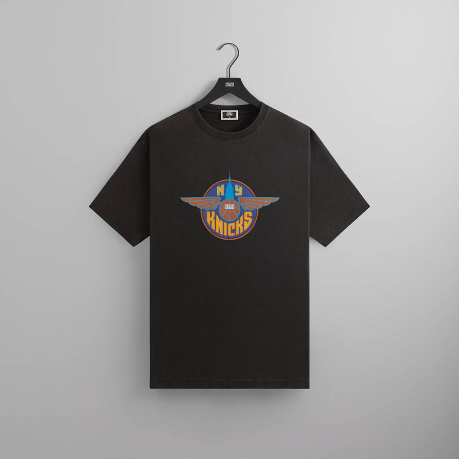 Black Men Kith for the New York Knicks Wingman Vintage T-Shirt | 3912-HOJGM