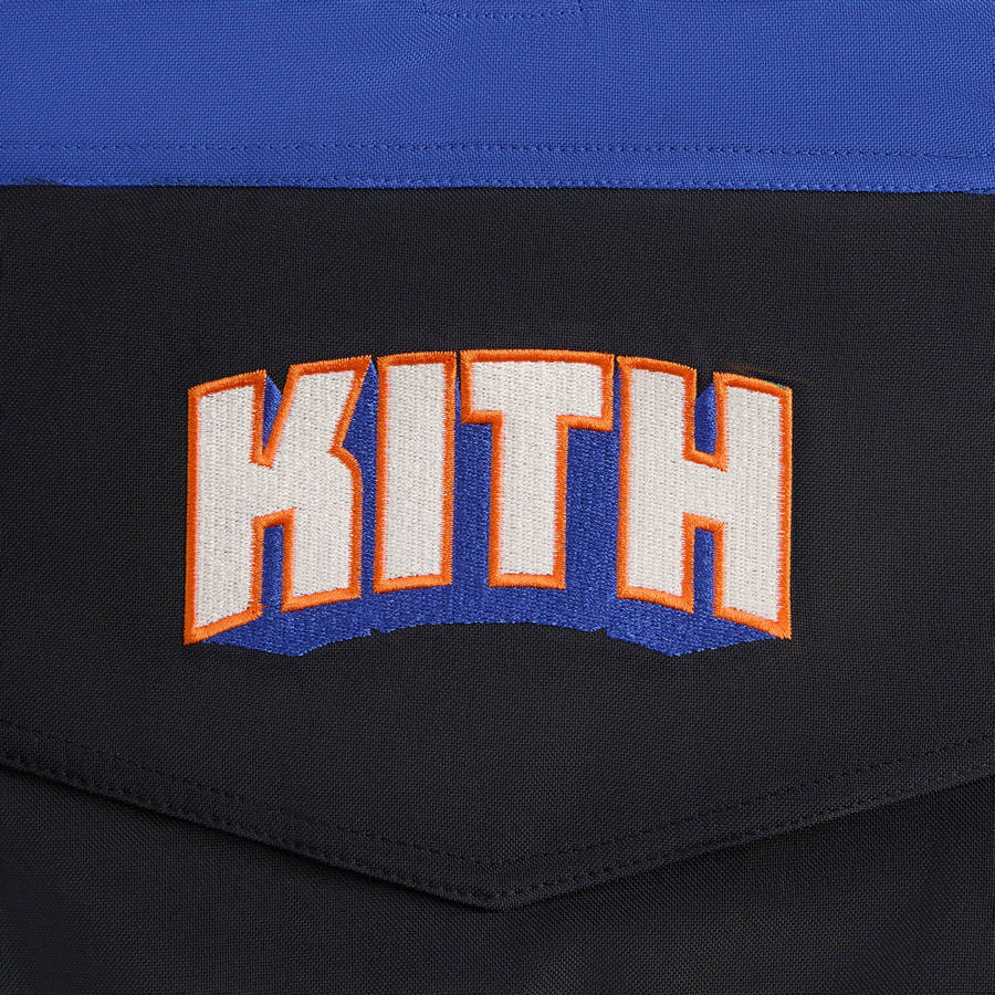 Black Men Kith for the New York Knicks Wings Quarter Zip Anorak Jackets | 4705-PAQVE
