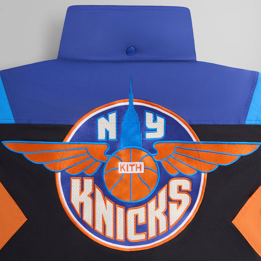 Black Men Kith for the New York Knicks Wings Quarter Zip Anorak Jackets | 4705-PAQVE