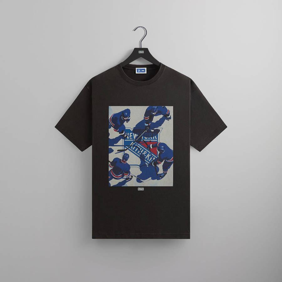 Black Men Kith for the New York Rangers on Ice Vintage T-Shirt | 9452-MKSWE