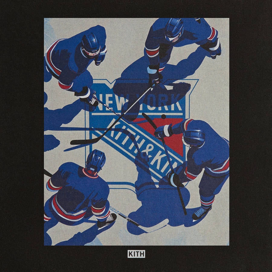 Black Men Kith for the New York Rangers on Ice Vintage T-Shirt | 9452-MKSWE