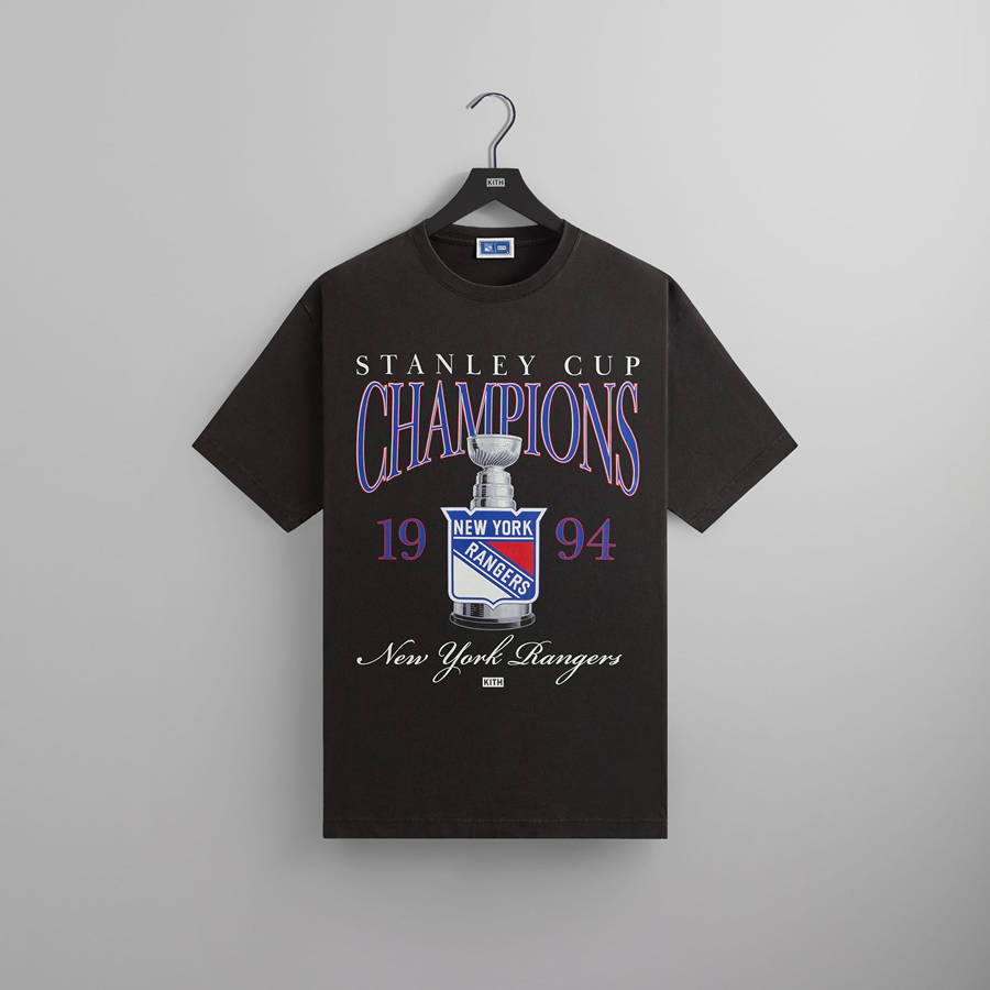 Black Men Kith for the New York Rangers Champion Vintage T-Shirt | 2063-TRWHI