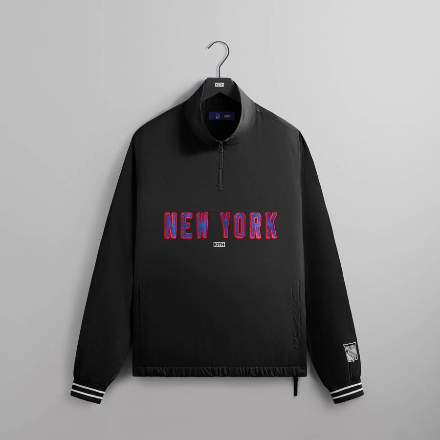 Black Men Kith for the New York Rangers Nylon Quarter Zip Sweatshirts | 8564-RZQSB