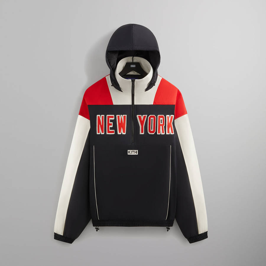 Black Men Kith for the New York Rangers Quarter Zip Anorak Jackets | 1492-MEWUA