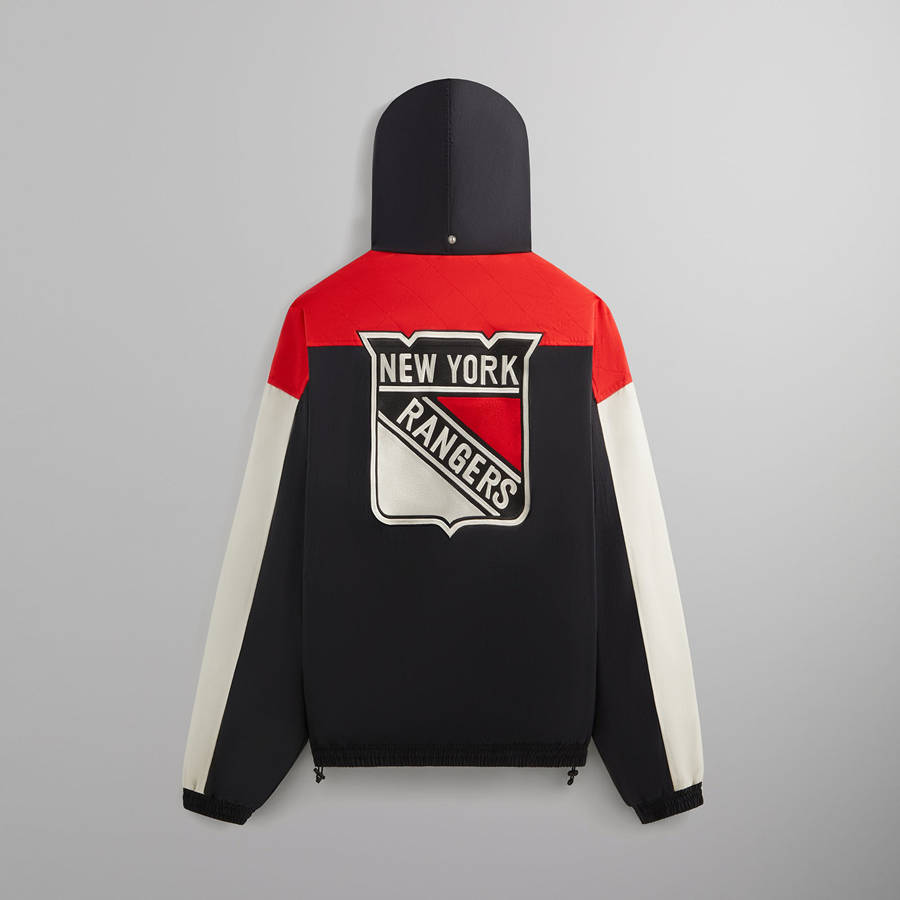 Black Men Kith for the New York Rangers Quarter Zip Anorak Jackets | 1492-MEWUA