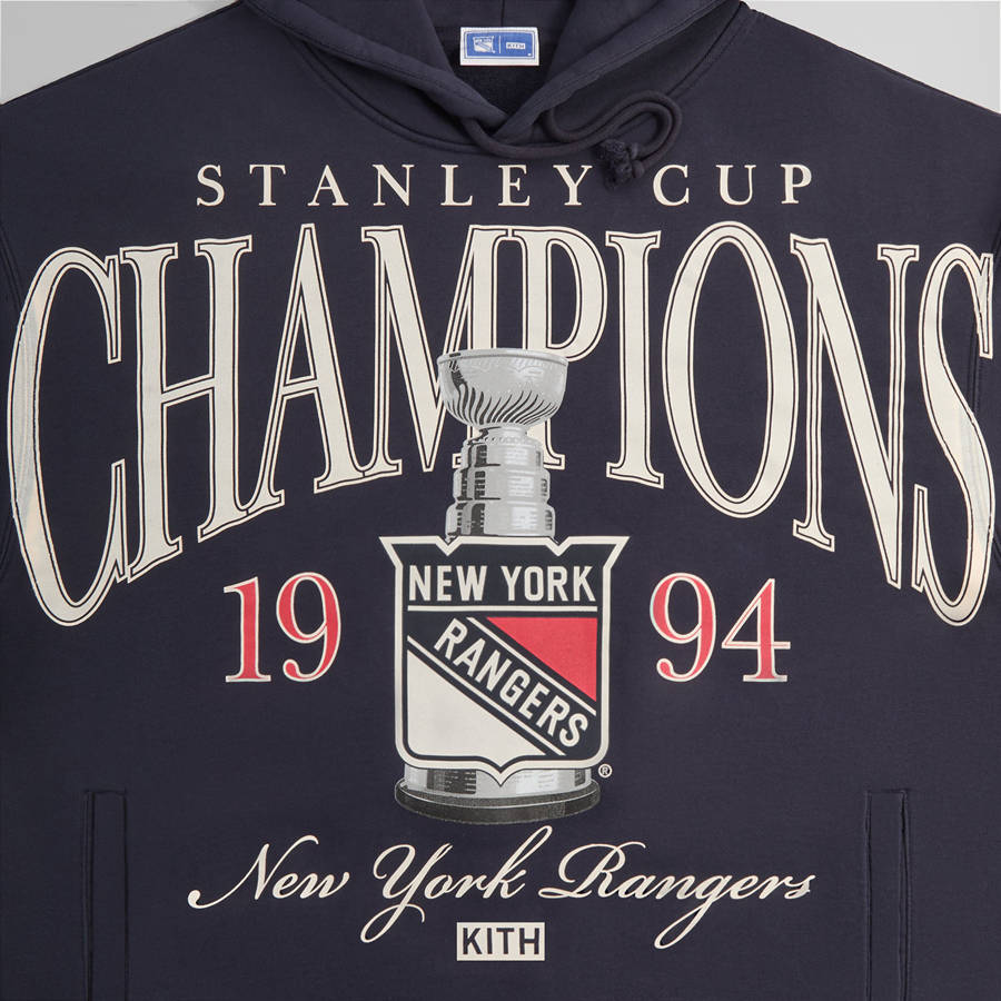 Black Men Kith for the New York Rangers Champions Nelson Hoodie | 2890-GUXSA