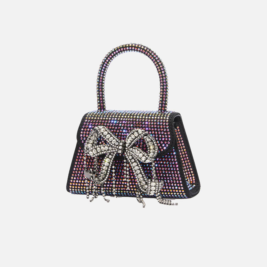 Black Multicolor Women Kith Self-Portrait Satin Rhinestone Micro Bow Bags | 9701-LCHBQ