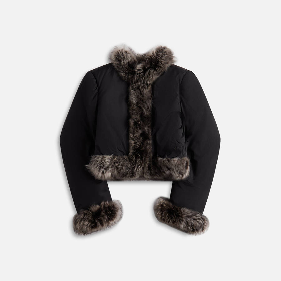 Black Women Kith Alexander Wang Cardigan with Fur Trim Combo Puffers | 8671-QXNML