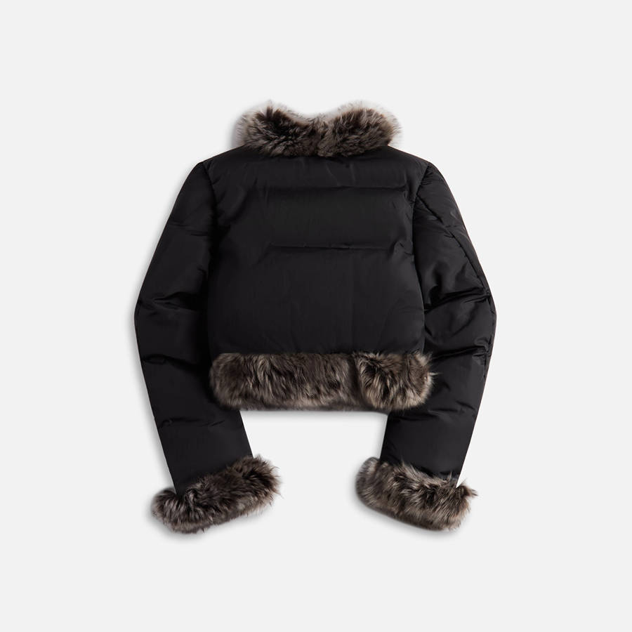 Black Women Kith Alexander Wang Cardigan with Fur Trim Combo Puffers | 8671-QXNML