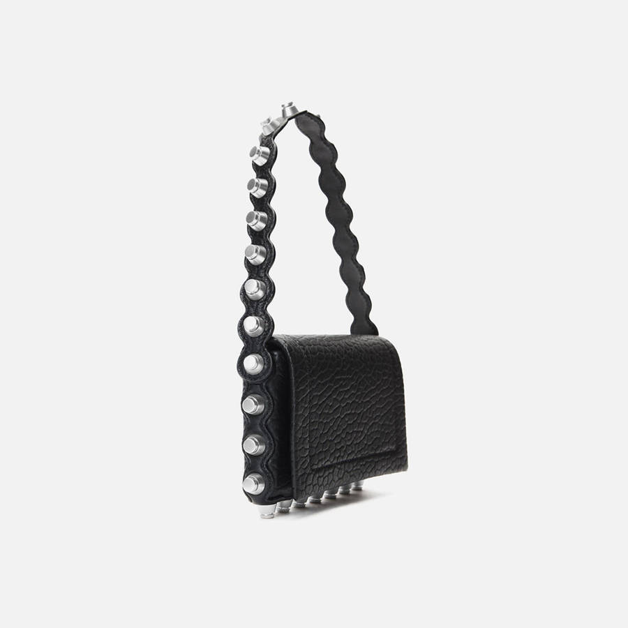 Black Women Kith Alexander Wang Roz Wallet in Leather With Crossbody Strap Wallets | 0283-JPUFS