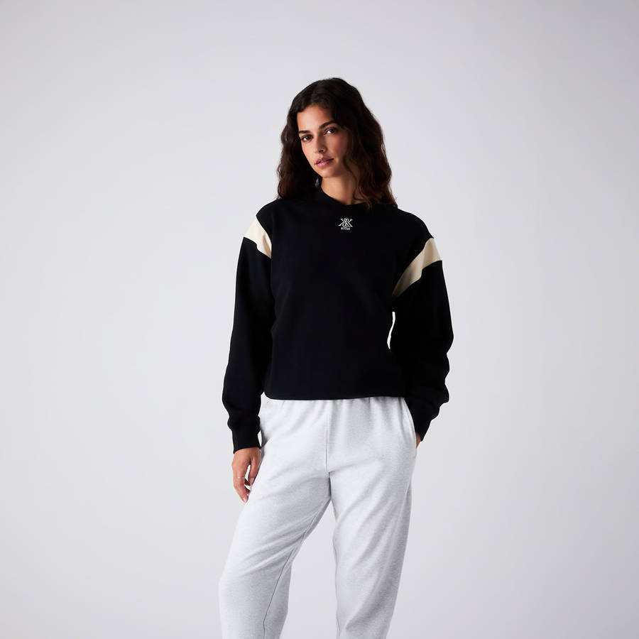 Black Women Kith Asher II Crest Crewneck Sweaters | 9820-KCARO