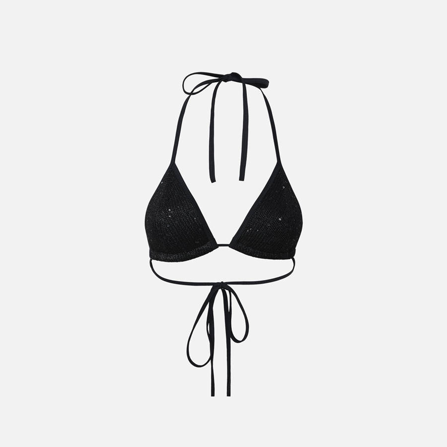 Black Women Kith Asta Resort Lio Bikini Top Swim | 6907-NVOWI
