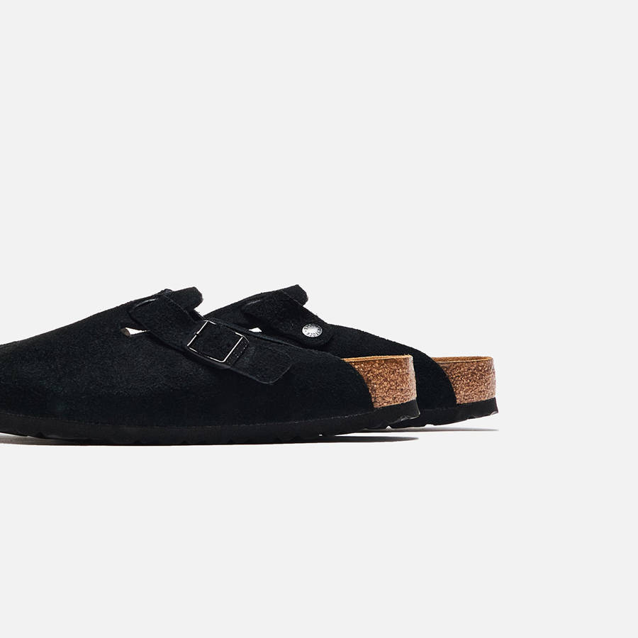 Black Women Kith Birkenstock WMNS Boston Soft Footbed Suede Mules | 2418-ZMKRP