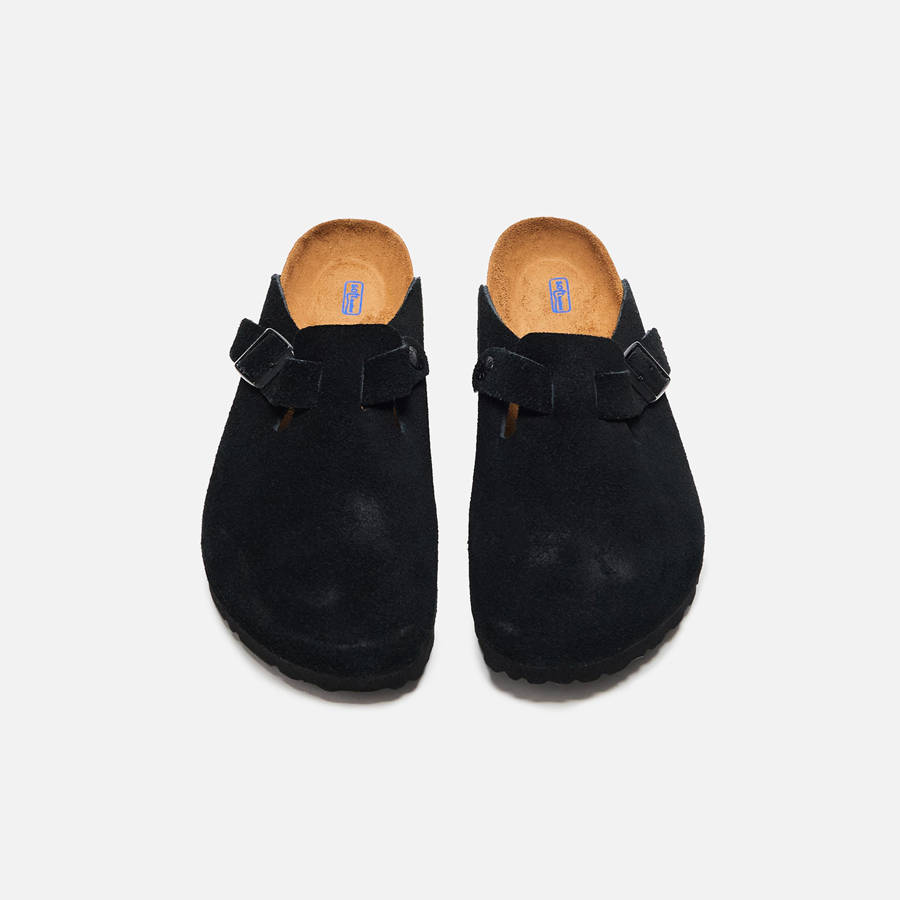 Black Women Kith Birkenstock WMNS Boston Soft Footbed Suede Mules | 2418-ZMKRP