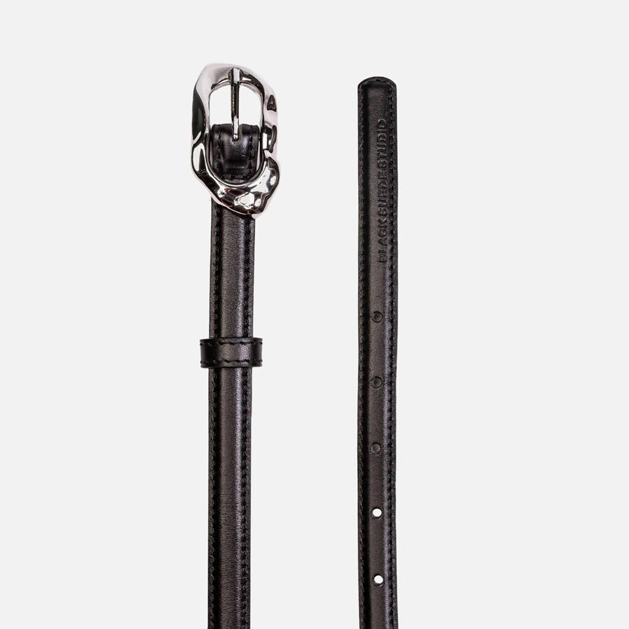 Black Women Kith Black Suede Studio Greca Leather Belts | 4605-ELSRX